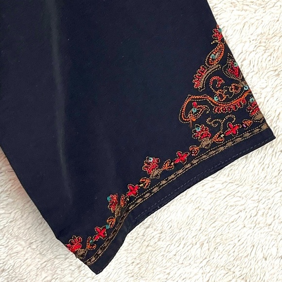 Vintage Boho Embroidered Beaded Sequin Black Tunic Top Large Whimsy Goth - Picture 6 of 15